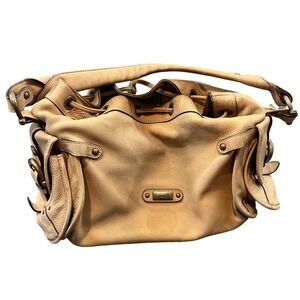 Coccinelle Shoulder Bag Womens Medium Tan Leather Slouchy Boho Hobo Handbag